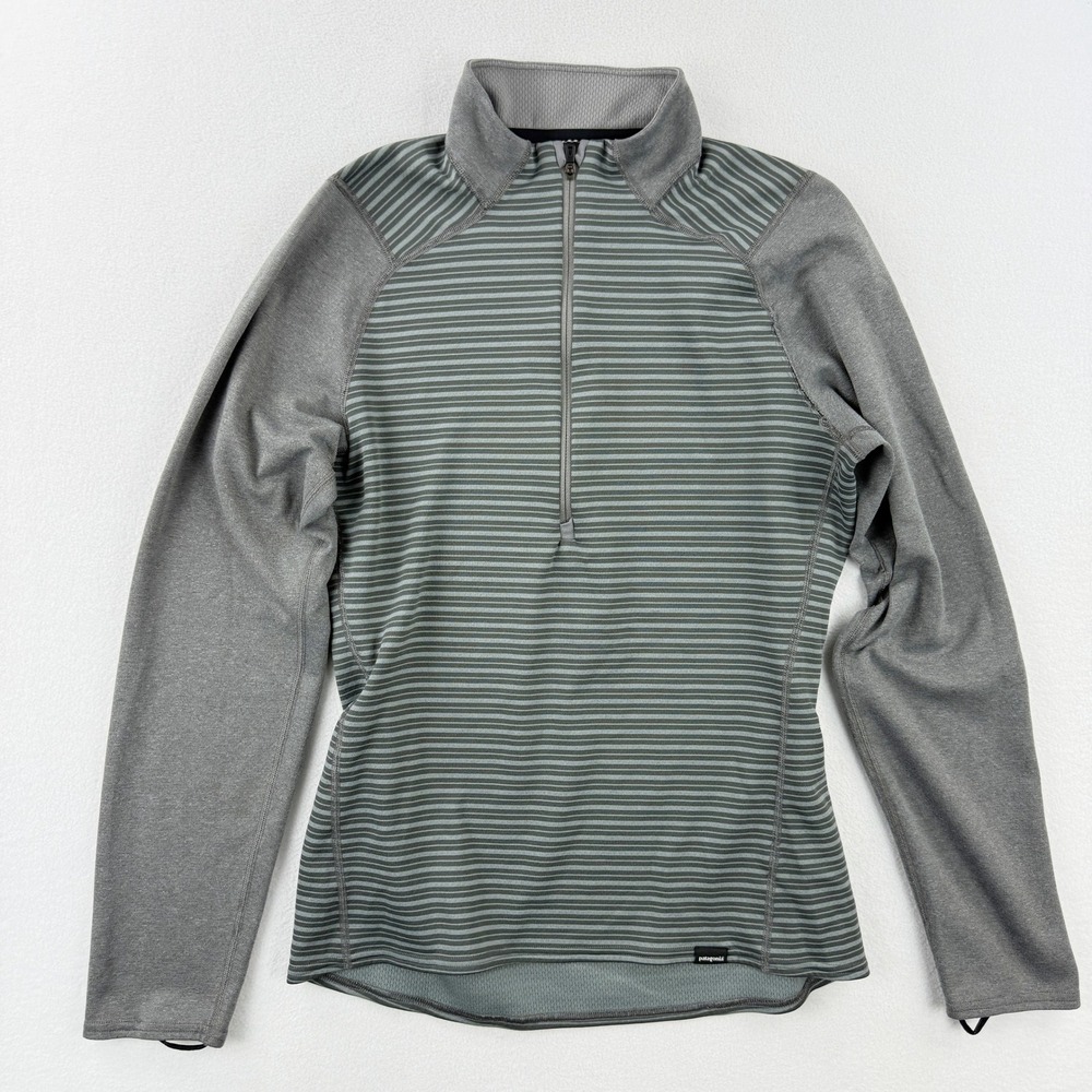 PATAGONIA M'S Capilene 3 Midweight Zip-Neck Size S Mens Striped Grey 44442